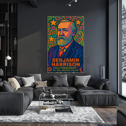 Benjamin Harrison Pop Art Presidential Poster PosterGoat