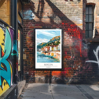 Bergen Coastal View Travel Poster PosterGoat