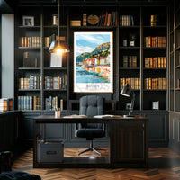 Bergen Coastal View Travel Poster PosterGoat