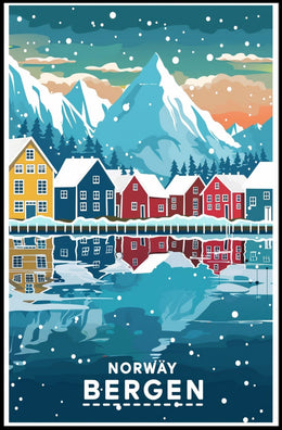 Bergen Norway Scenic Winter Travel Poster PosterGoat