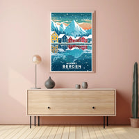 Bergen Norway Scenic Winter Travel Poster PosterGoat