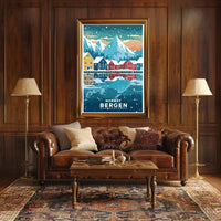 Bergen Norway Scenic Winter Travel Poster PosterGoat