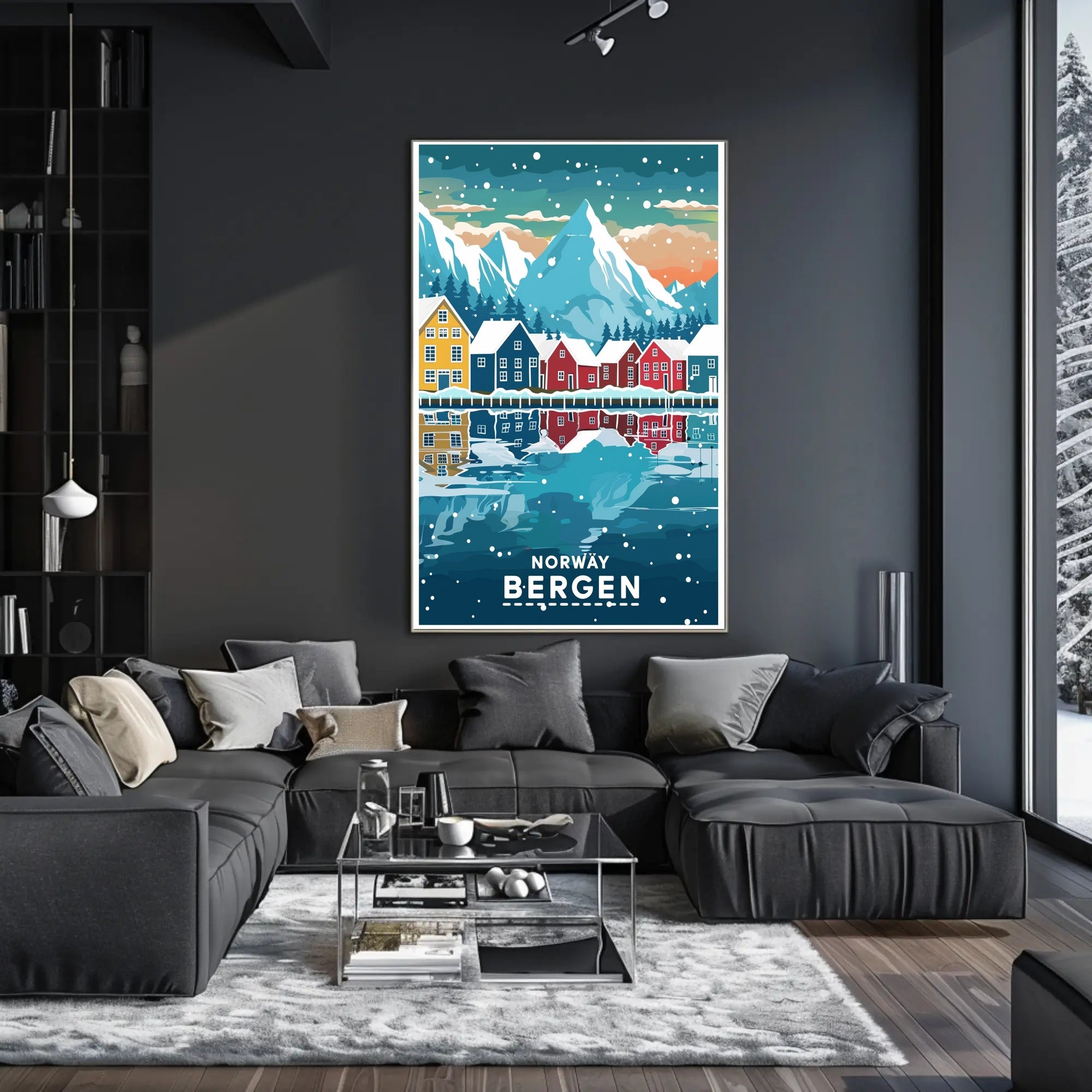 Bergen Norway Scenic Winter Travel Poster PosterGoat