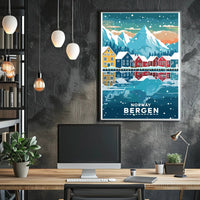 Bergen Norway Scenic Winter Travel Poster PosterGoat