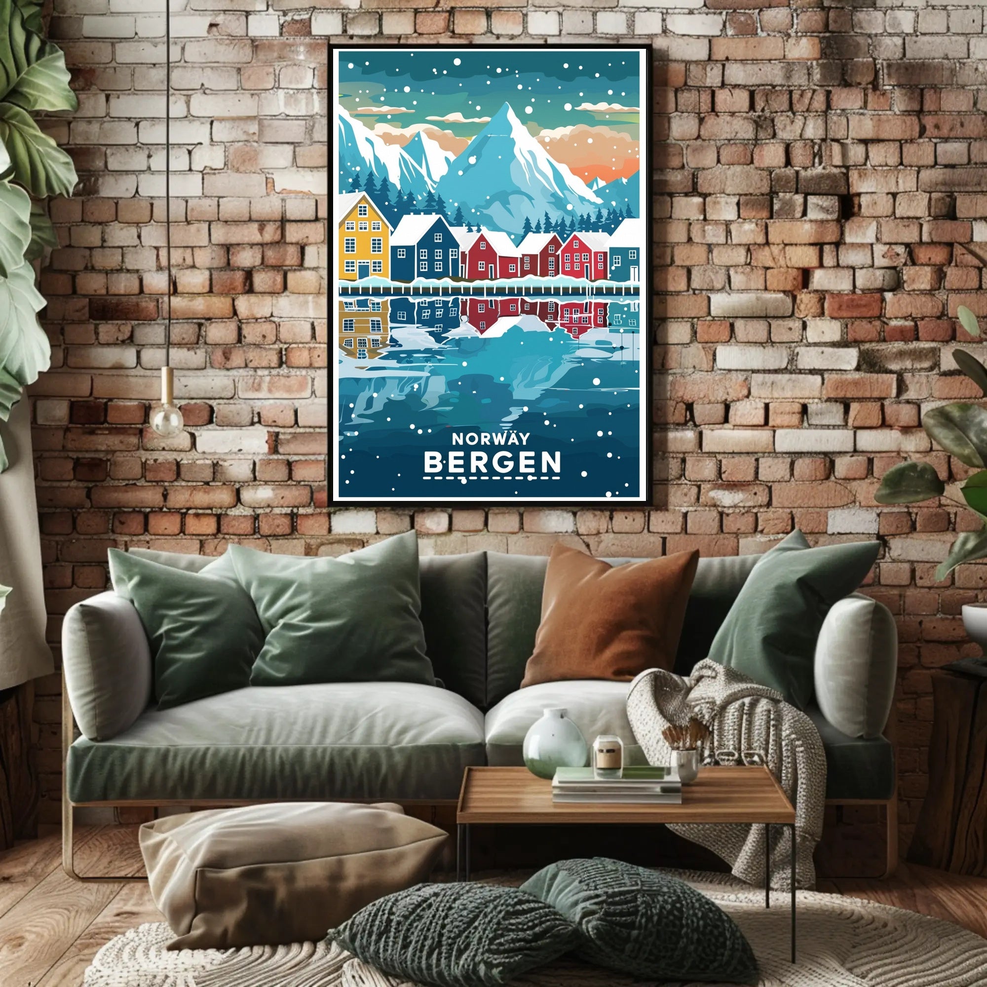 Bergen Norway Scenic Winter Travel Poster PosterGoat