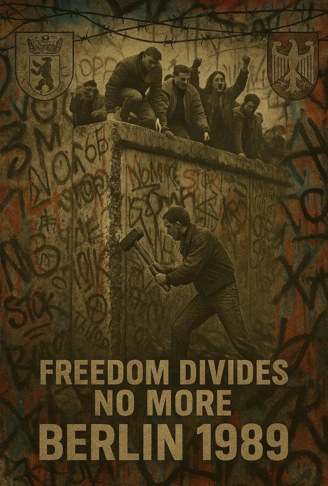 Berlin Wall Fall 1989 Historical Event Poster PosterGoat