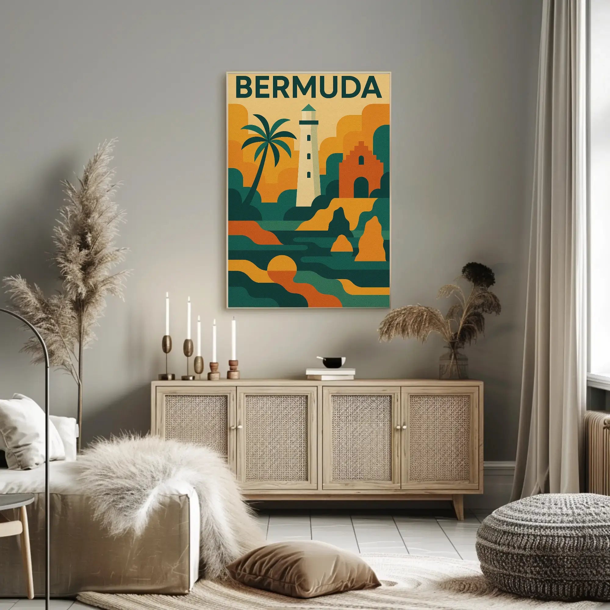Bermuda Coastal Scenery Vintage Travel Poster PosterGoat