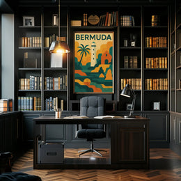Bermuda Coastal Scenery Vintage Travel Poster PosterGoat