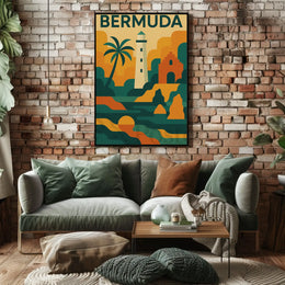 Bermuda Coastal Scenery Vintage Travel Poster PosterGoat