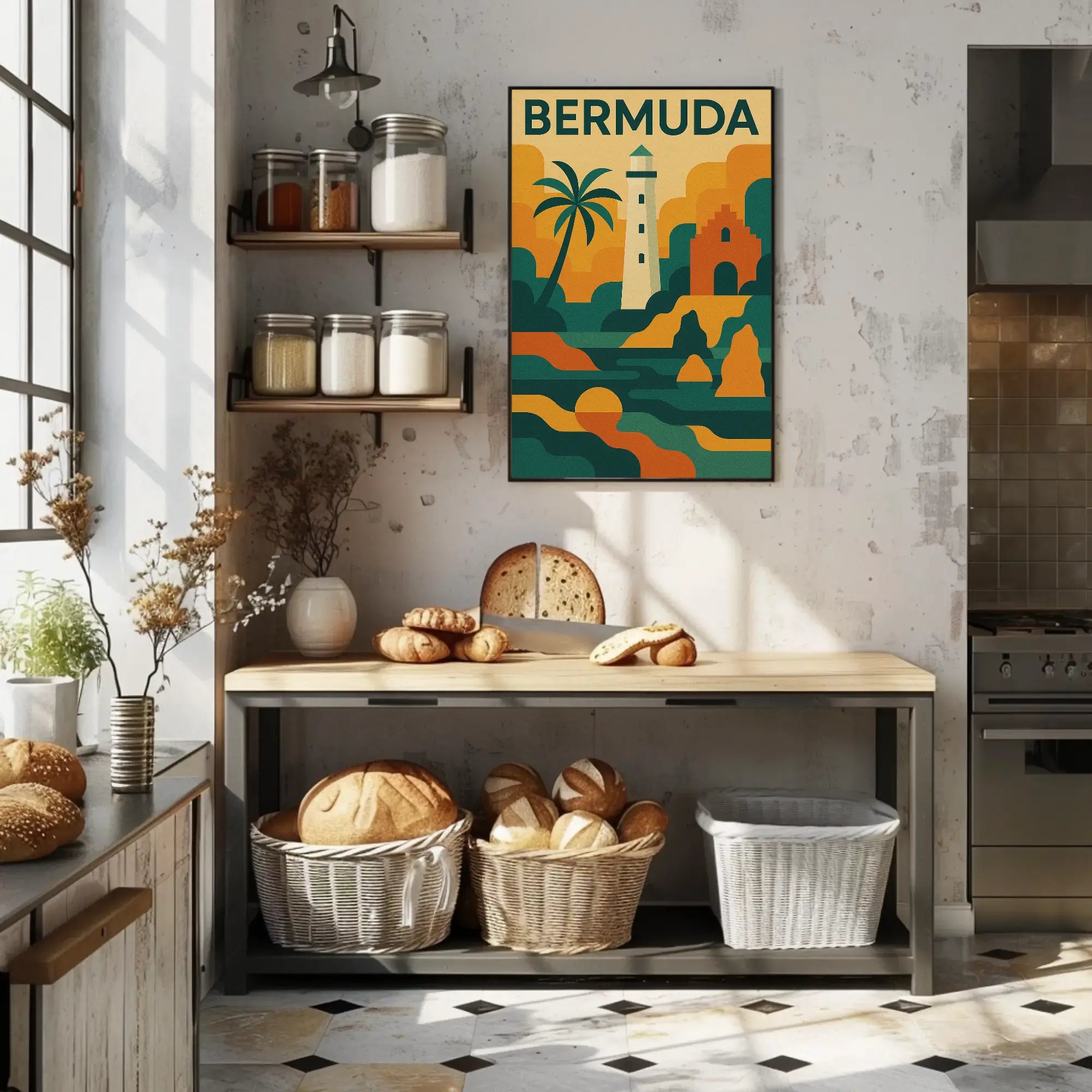 Bermuda Coastal Scenery Vintage Travel Poster PosterGoat