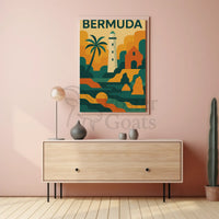 Bermuda Coastal Scenery Vintage Travel Poster PosterGoat
