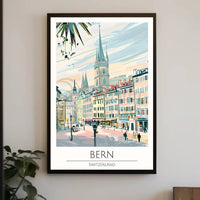 Bern Clock Tower Scenic Art Nouveau Travel Poster PosterGoat