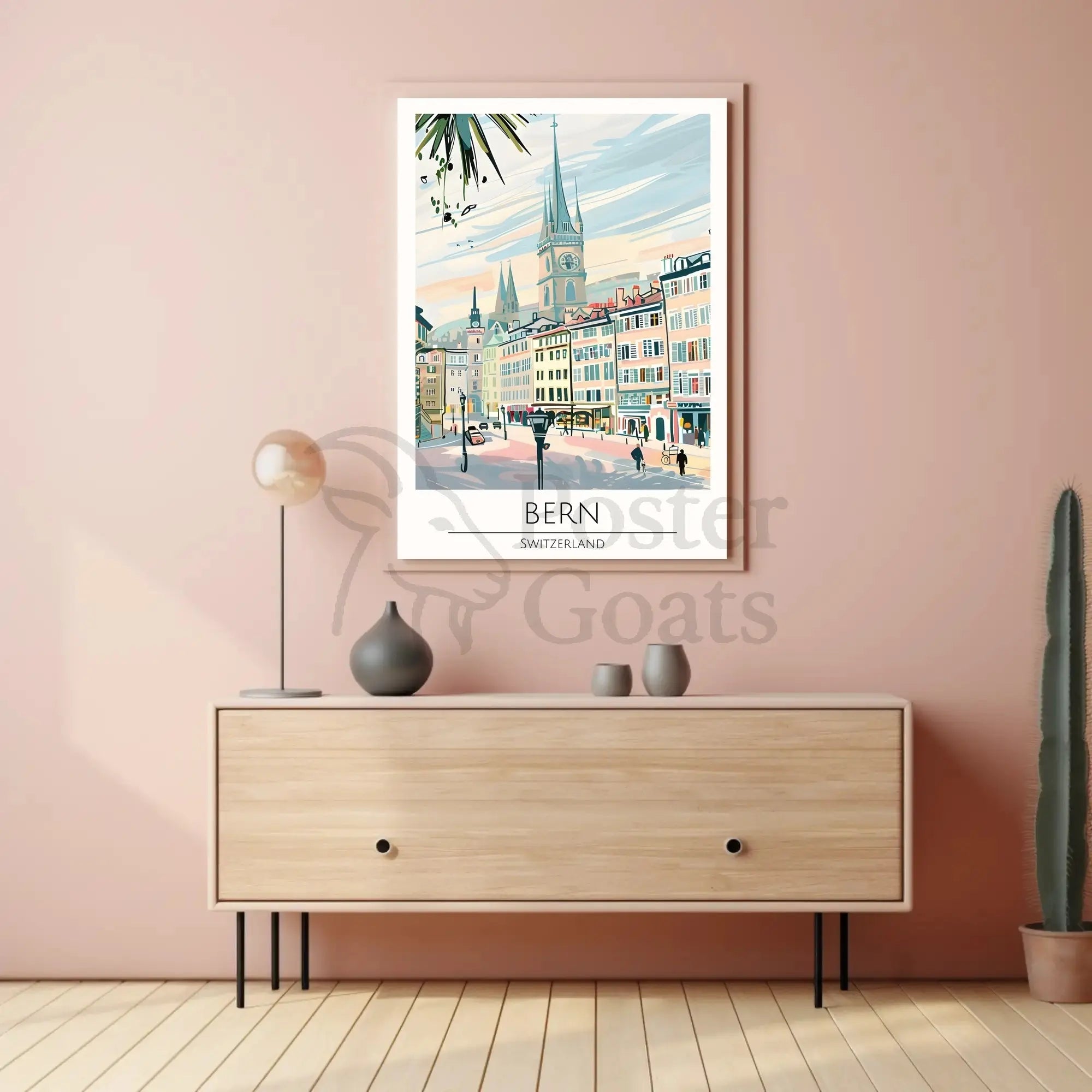 Bern Clock Tower Scenic Art Nouveau Travel Poster PosterGoat