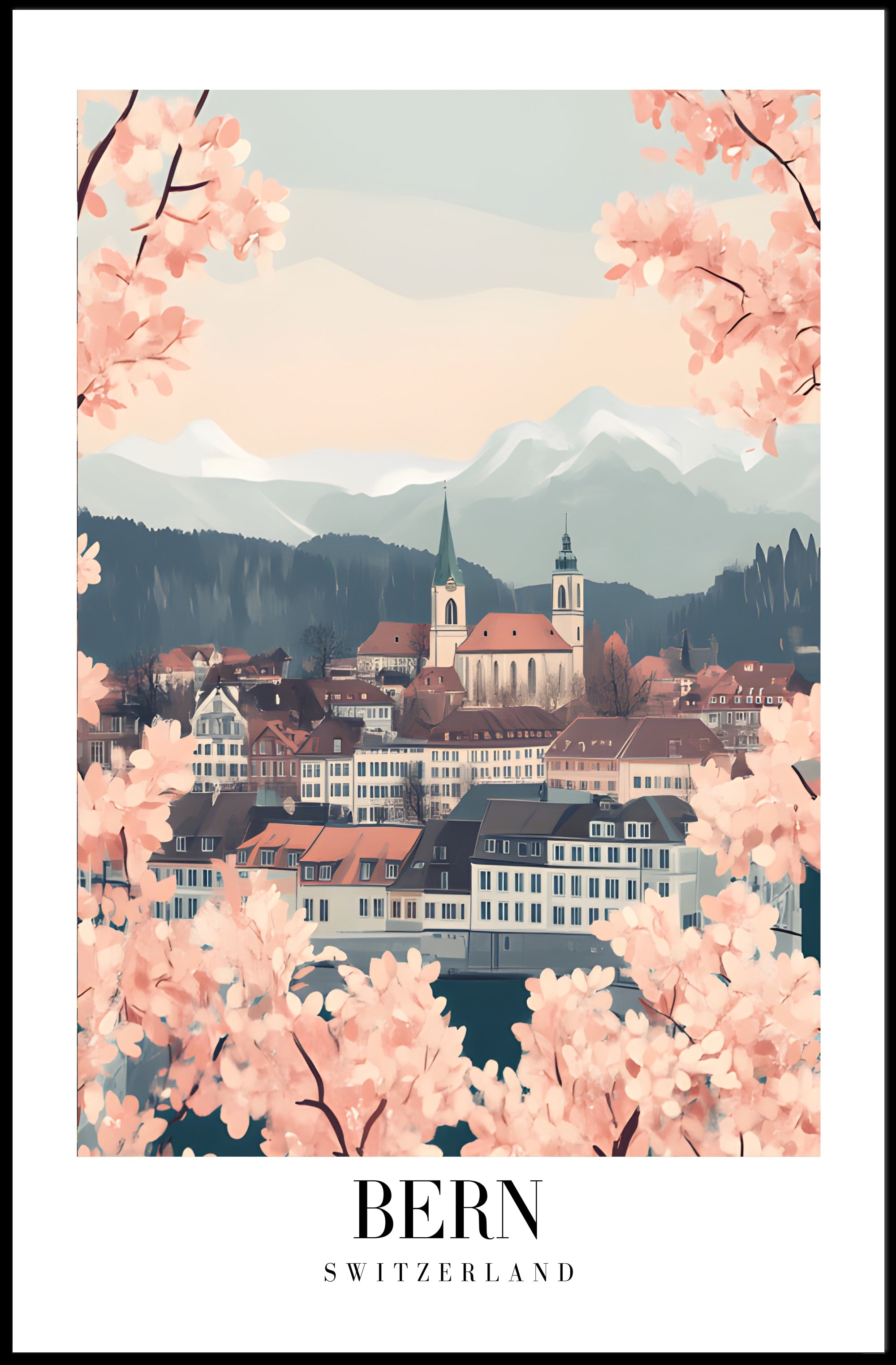 Bern's Charm: Swiss Alps Travel Poster PosterGoat
