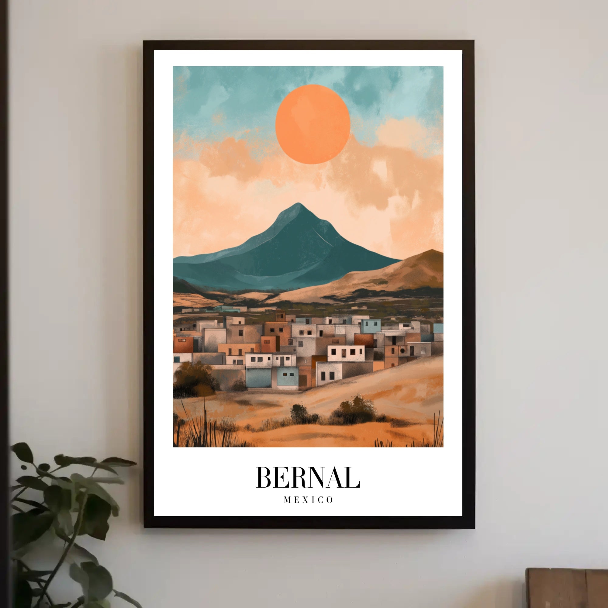 Bernal Monolith in Vibrant Mexican Travel Poster PosterGoat