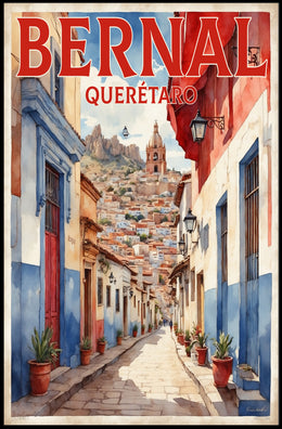 Bernal Street Scene Photorealistic Travel Poster PosterGoat