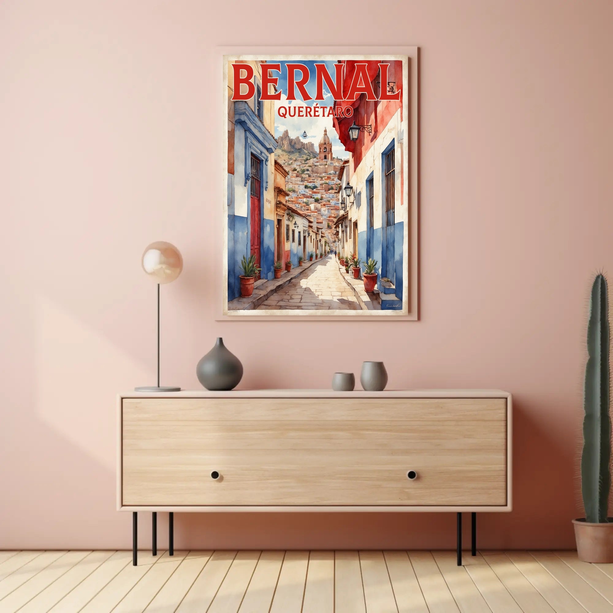 Bernal Street Scene Photorealistic Travel Poster PosterGoat