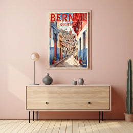Bernal Street Scene Photorealistic Travel Poster PosterGoat