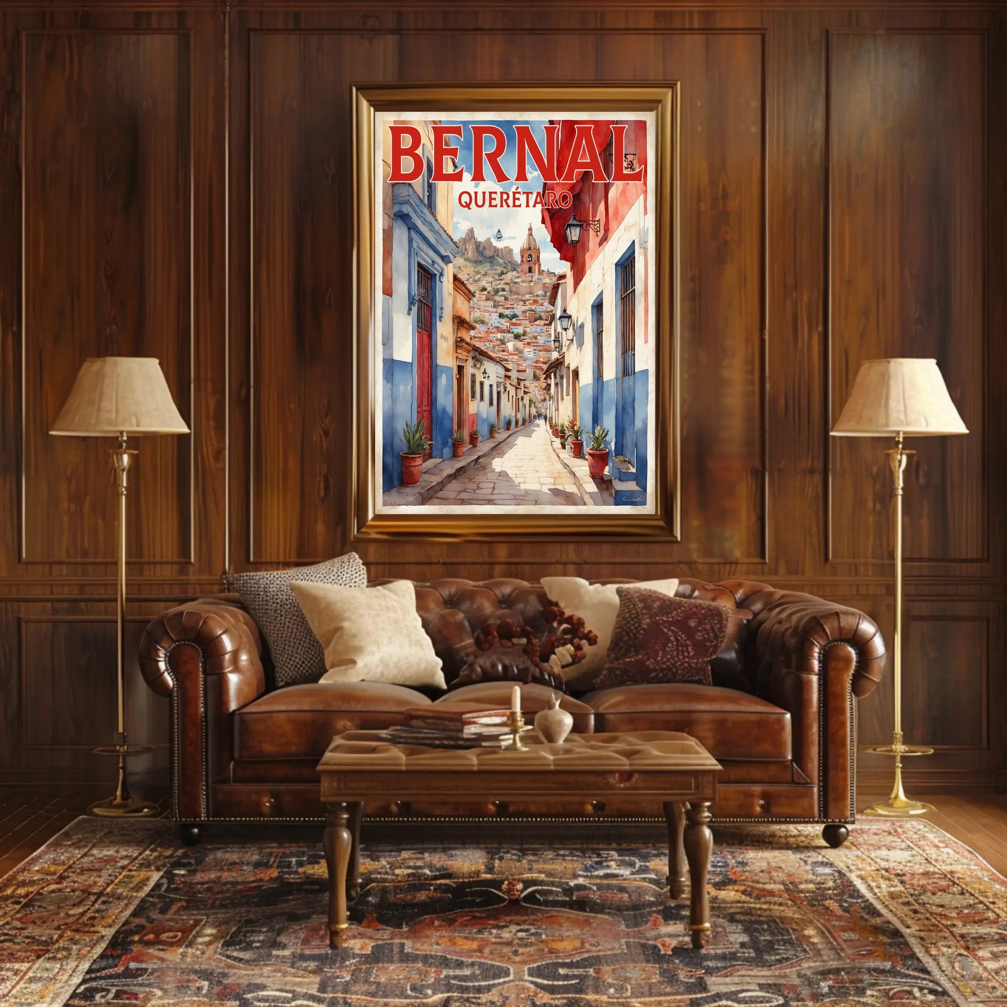 Bernal Street Scene Photorealistic Travel Poster PosterGoat
