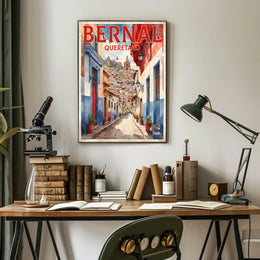 Bernal Street Scene Photorealistic Travel Poster PosterGoat