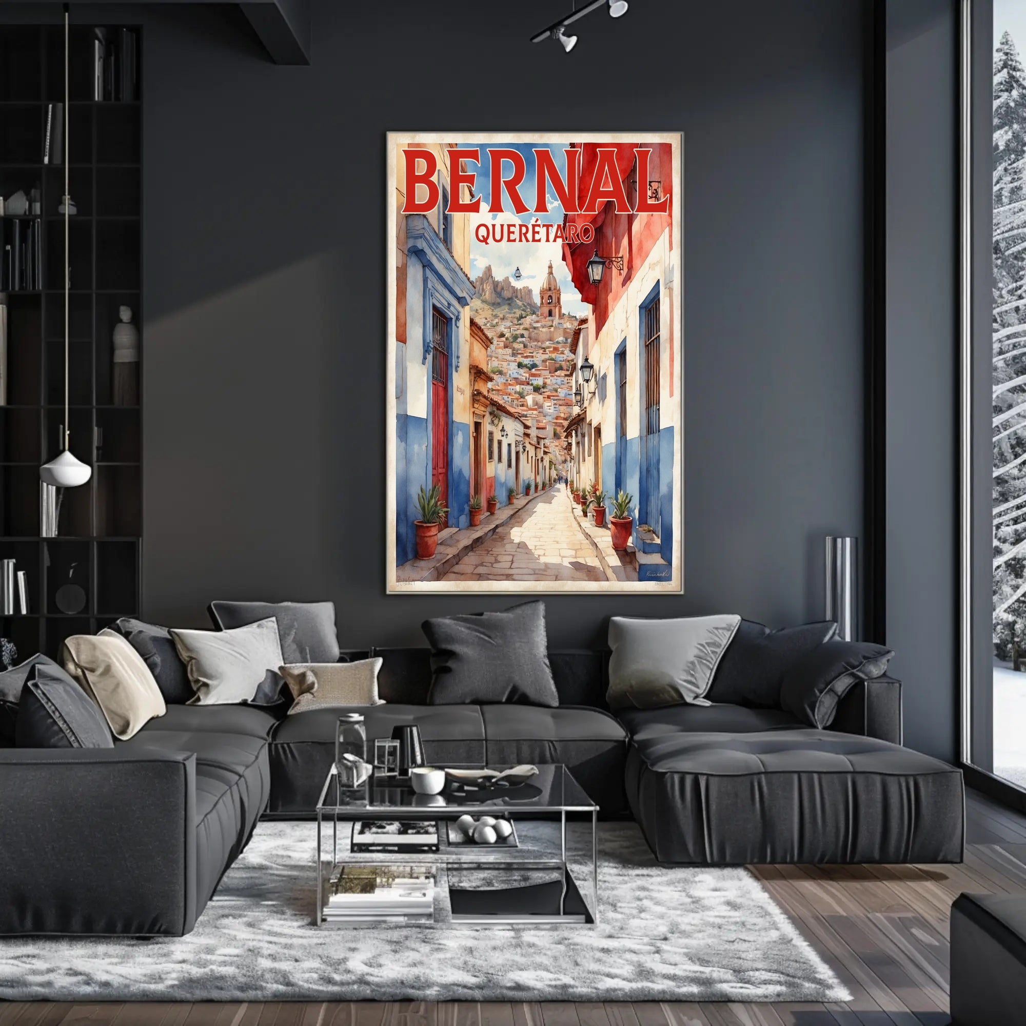 Bernal Street Scene Photorealistic Travel Poster PosterGoat