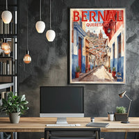Bernal Street Scene Photorealistic Travel Poster PosterGoat