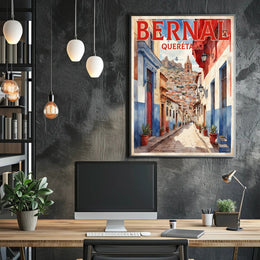 Bernal Street Scene Photorealistic Travel Poster PosterGoat