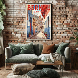 Bernal Street Scene Photorealistic Travel Poster PosterGoat