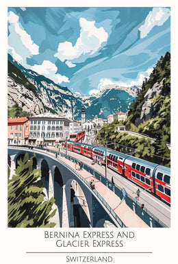 Bernina Express and Glacier Express Scenic Travel Poster PosterGoat