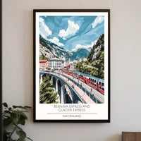 Bernina Express and Glacier Express Scenic Travel Poster PosterGoat