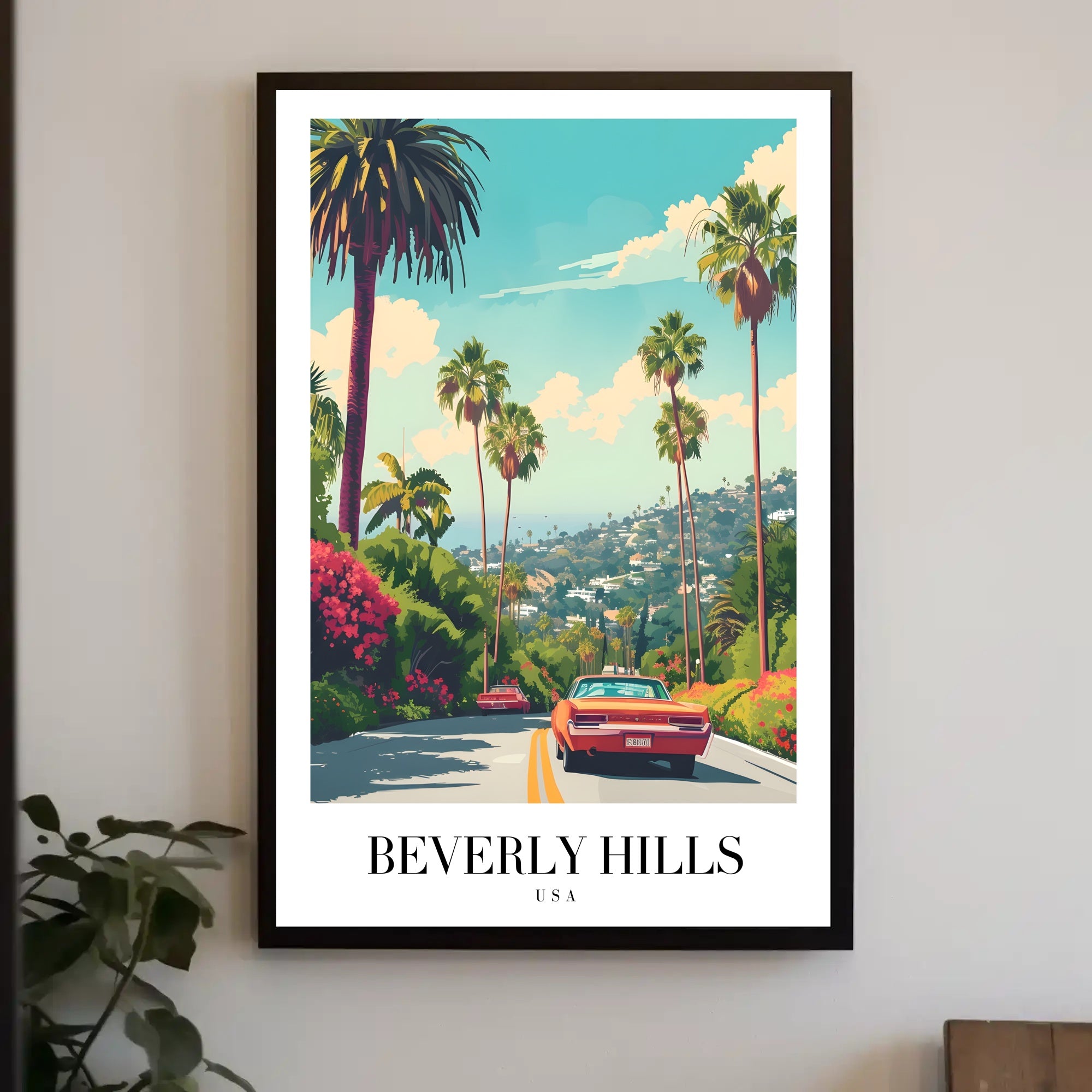 Beverly Hills Vintage Travel Road Nostalgia Travel Poster PosterGoat