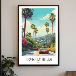 Beverly Hills Vintage Travel Road Nostalgia Travel Poster PosterGoat