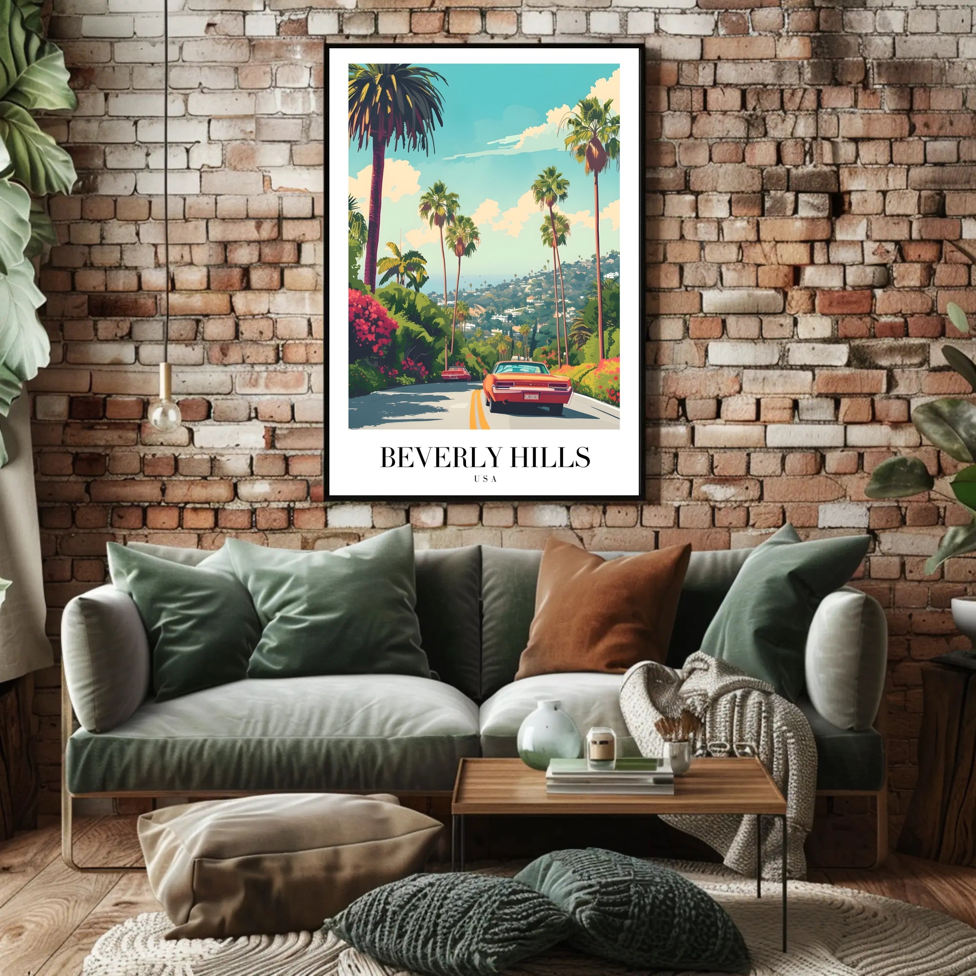 Beverly Hills Vintage Travel Road Nostalgia Travel Poster PosterGoat