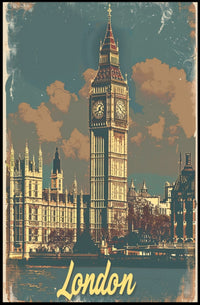 Big Ben London Vintage Travel Poster PosterGoat
