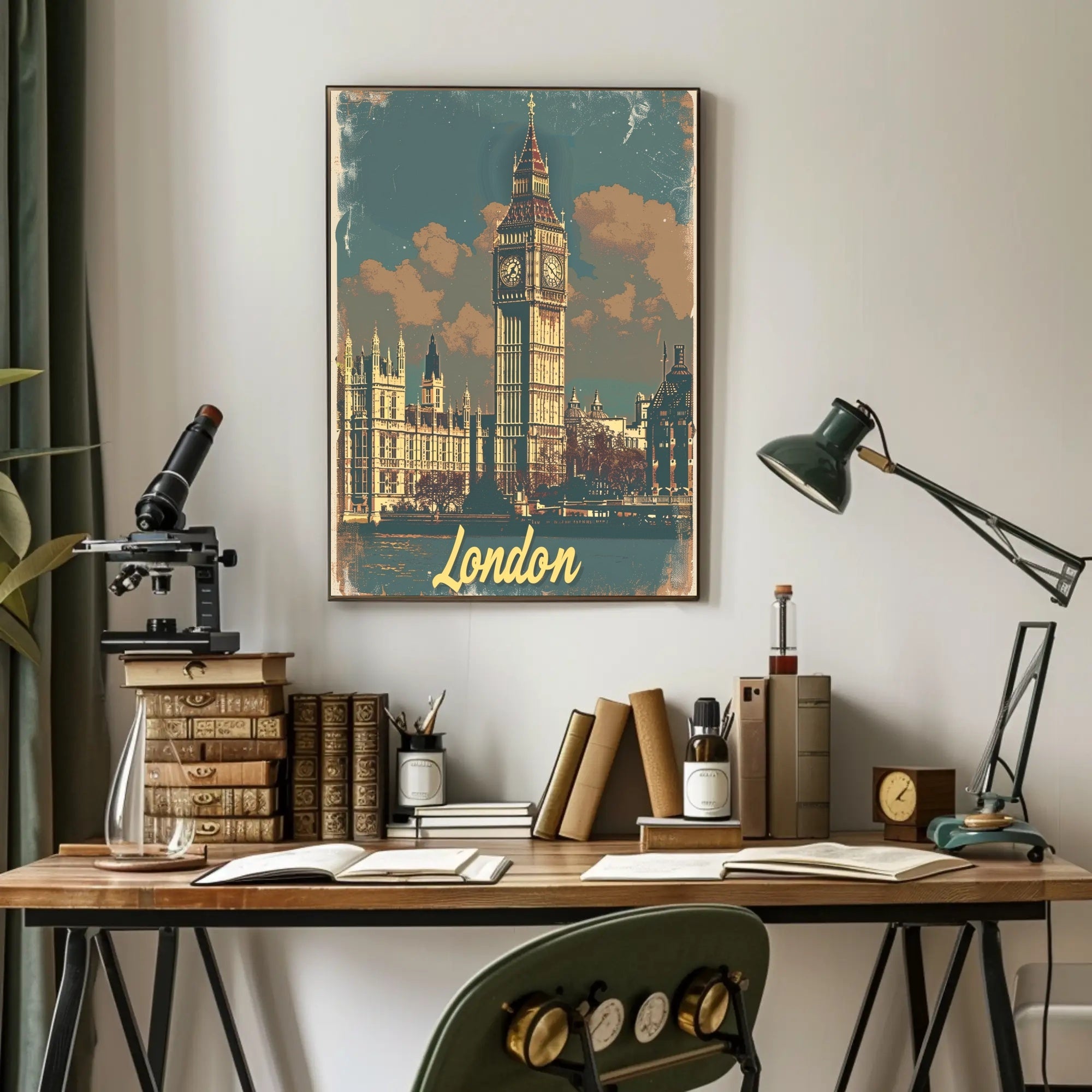 Big Ben London Vintage Travel Poster PosterGoat