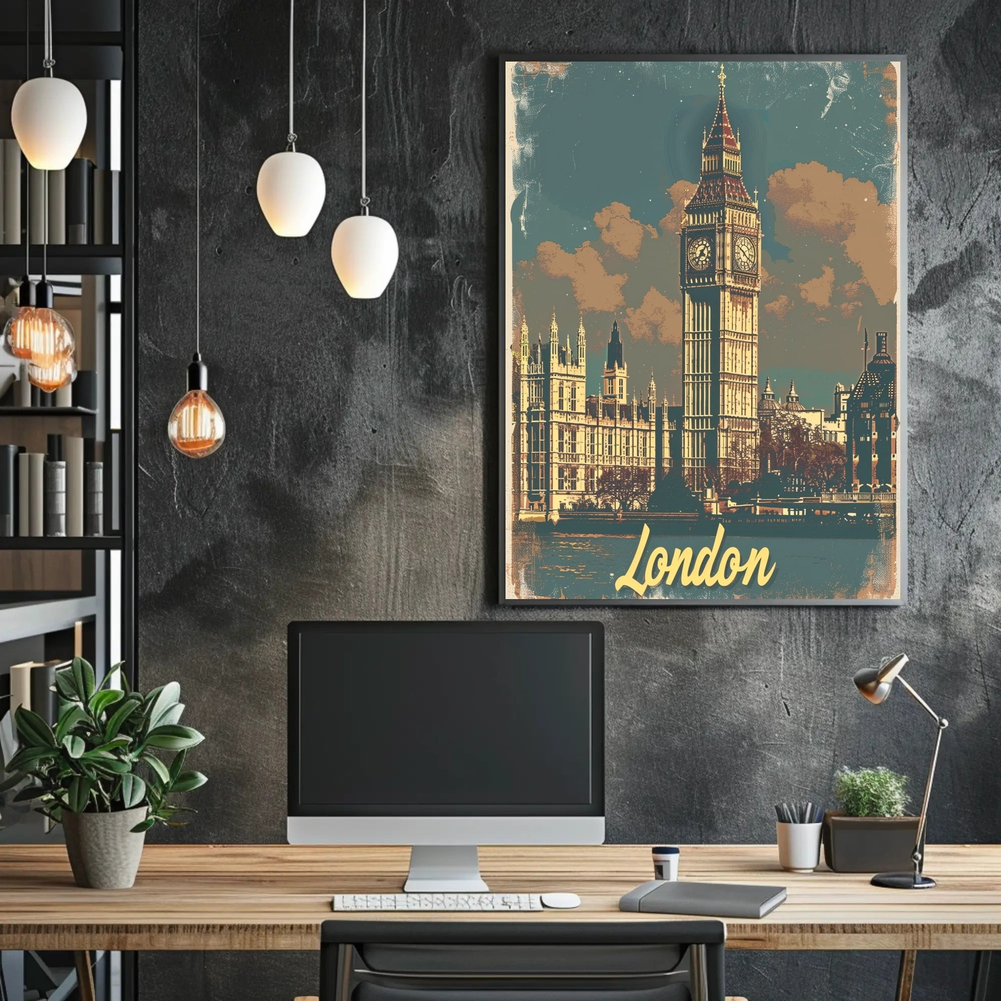 Big Ben London Vintage Travel Poster PosterGoat