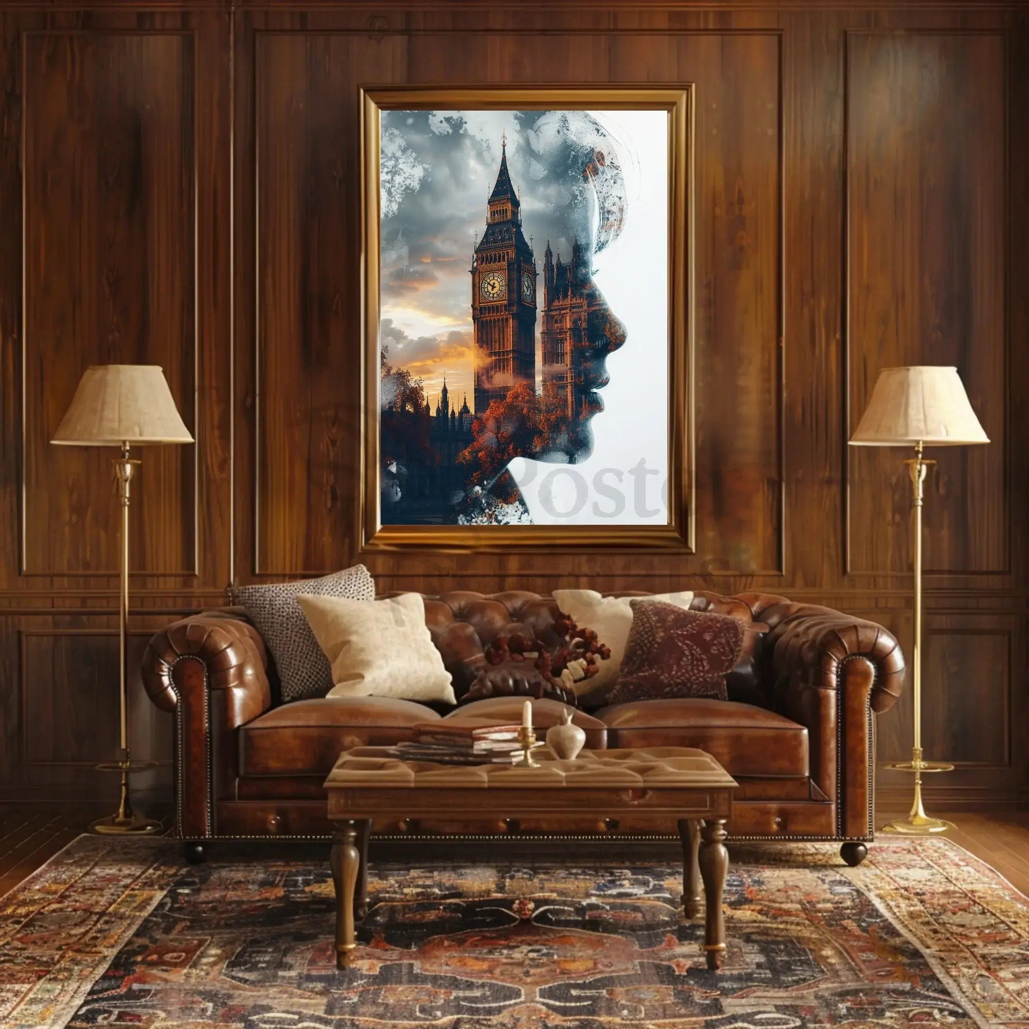 Big Ben Silhouette Reflection Artistic Travel Poster PosterGoat