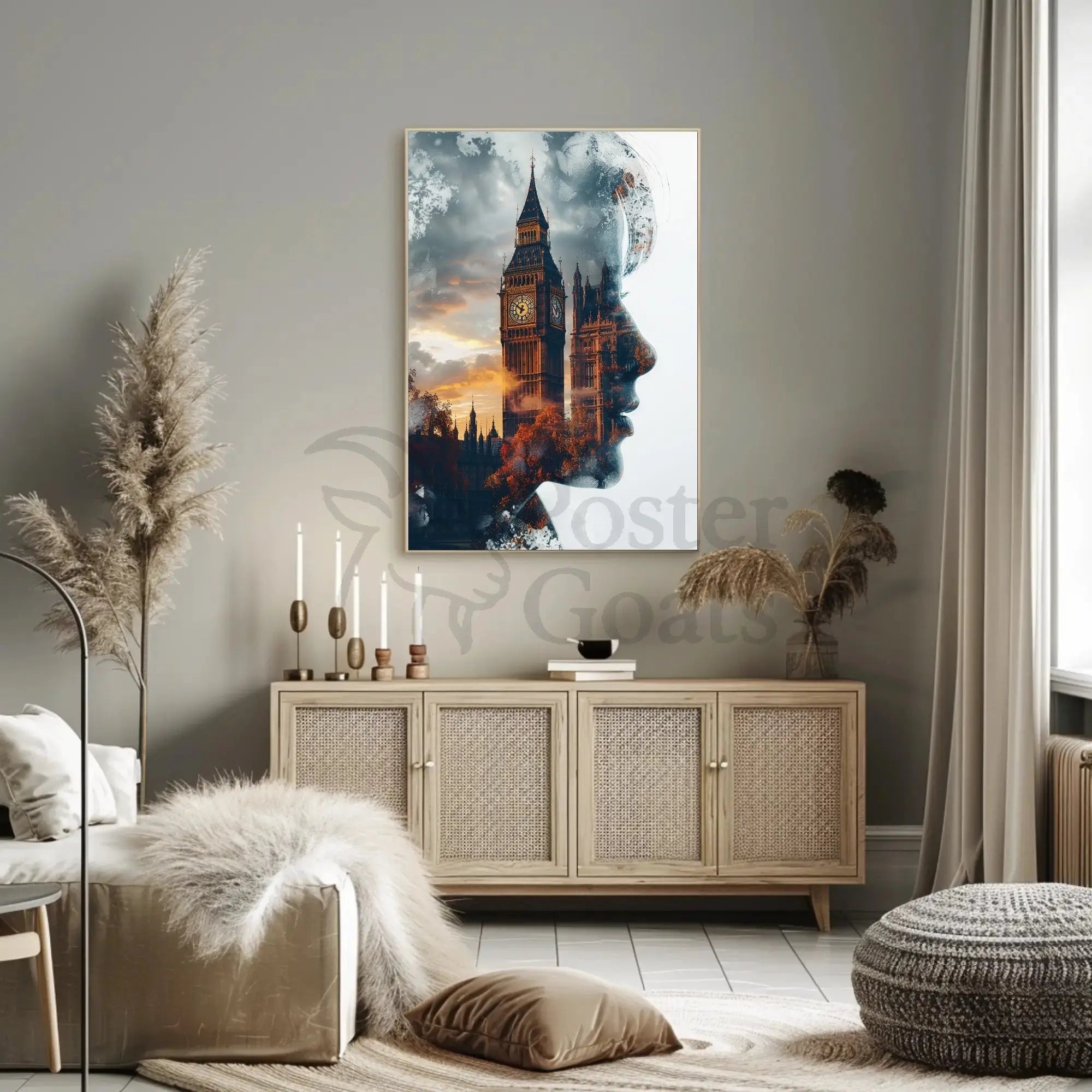 Big Ben Silhouette Reflection Artistic Travel Poster PosterGoat