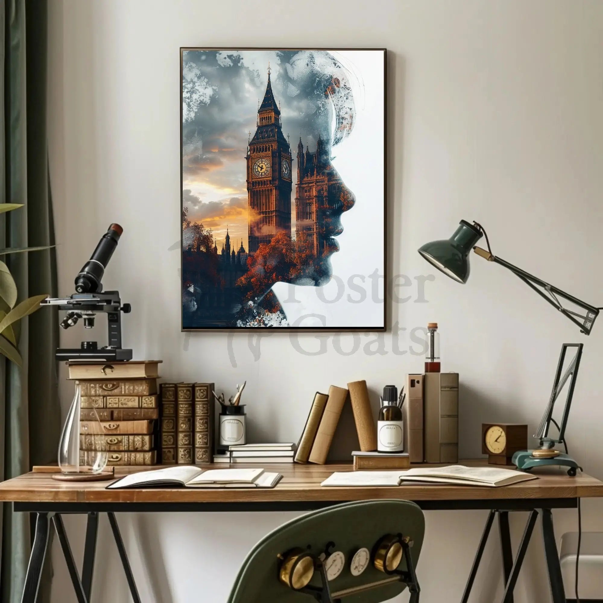 Big Ben Silhouette Reflection Artistic Travel Poster PosterGoat