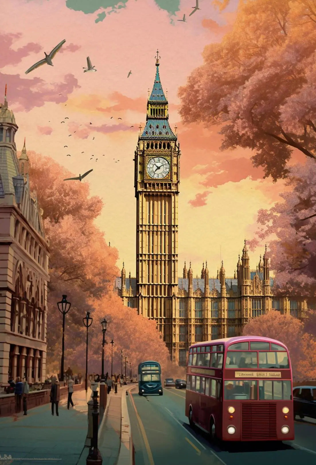 Big Ben Sunset Travel Poster PosterGoat