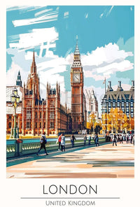 Big Ben and Westminster London Landmarks Travel Poster PosterGoat