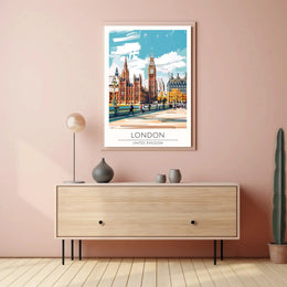 Big Ben and Westminster London Landmarks Travel Poster PosterGoat