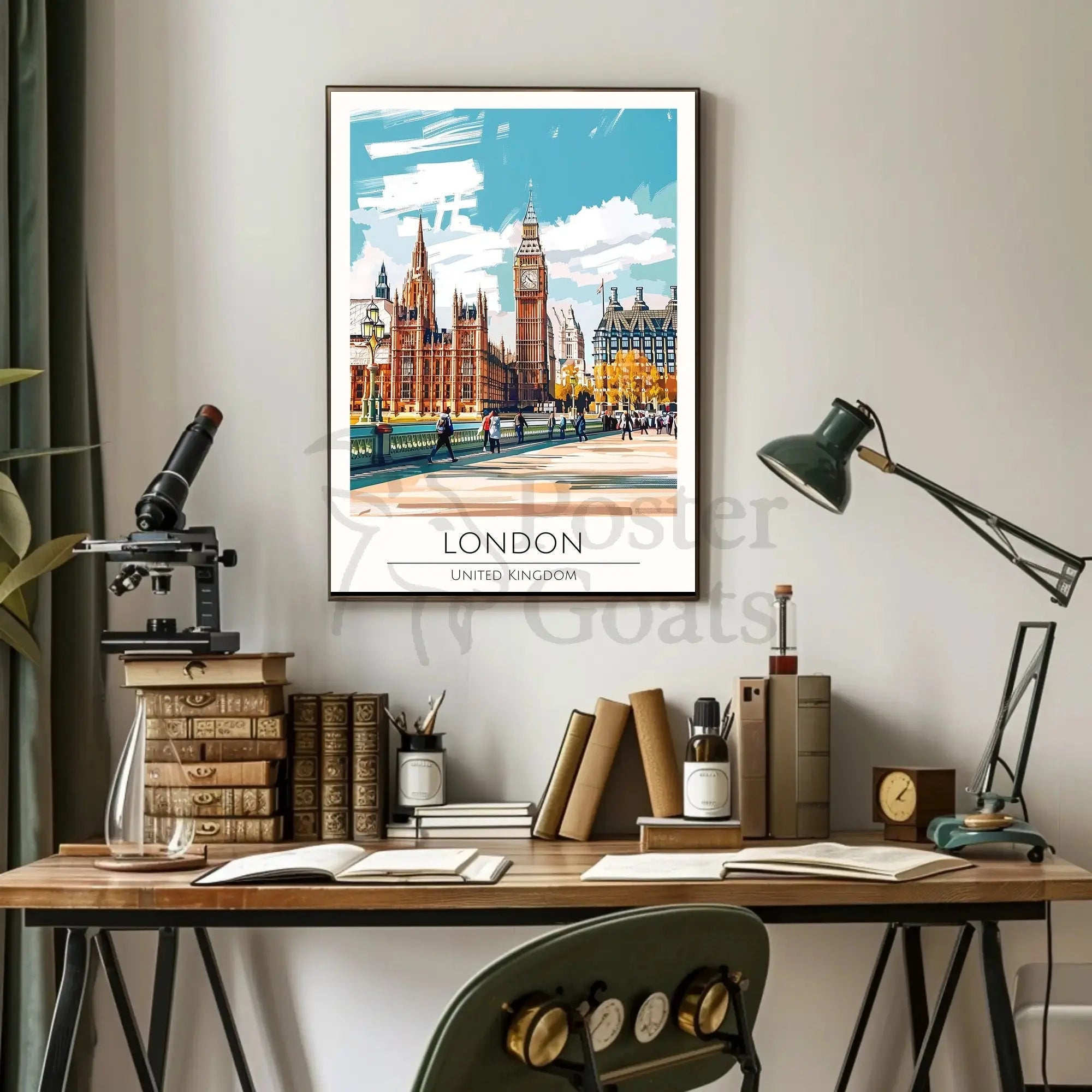 Big Ben and Westminster London Landmarks Travel Poster PosterGoat