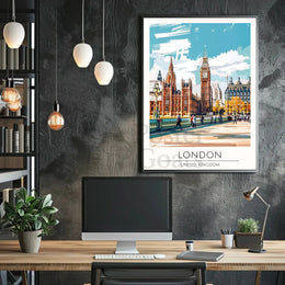 Big Ben and Westminster London Landmarks Travel Poster PosterGoat