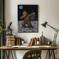 Bigfoot Dab on Moon Pixel Art Pop Culture Poster PosterGoat