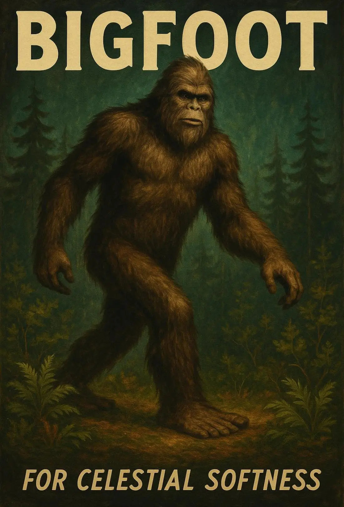 Bigfoot Mystery Celestial Softness Vintage Artistic Poster PosterGoat