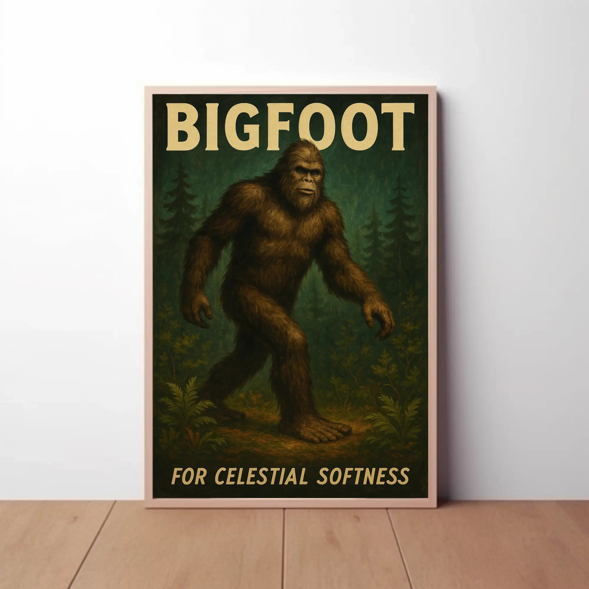 Bigfoot Mystery Celestial Softness Vintage Artistic Poster PosterGoat