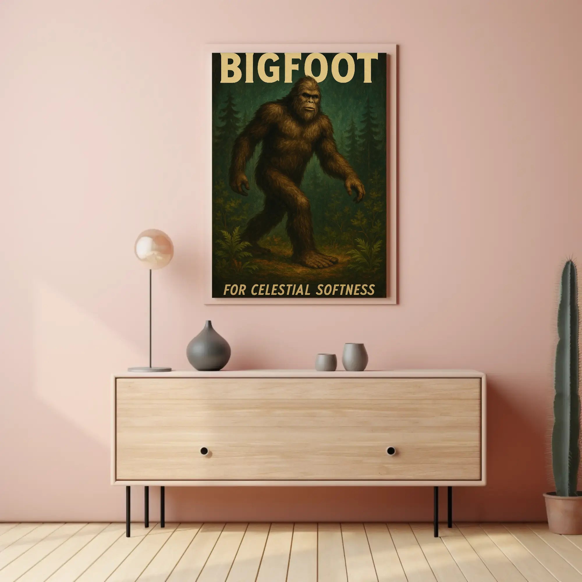 Bigfoot Mystery Celestial Softness Vintage Artistic Poster PosterGoat