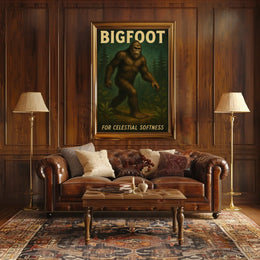 Bigfoot Mystery Celestial Softness Vintage Artistic Poster PosterGoat