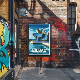 Bilbao Architectural Marvel in Vibrant Artistic Poster PosterGoat